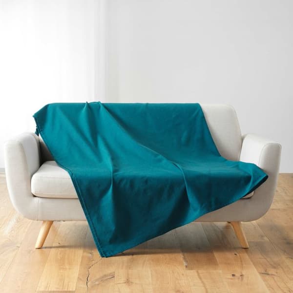 Rullbara pläd 220x240 cm – Polybomull Lucile Blå med knäppning