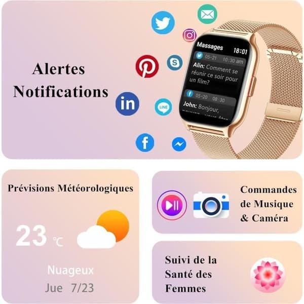 Smartwatch - Popglory - P95 - Bluetooth Samtal - Pulsövervakare - IPx8