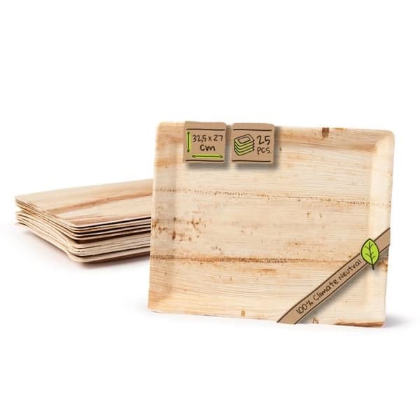 Serveringsfat - BIOZOYG - Ekologisk palmträ - Beige - 32,5 x 27 cm - Rektangulär