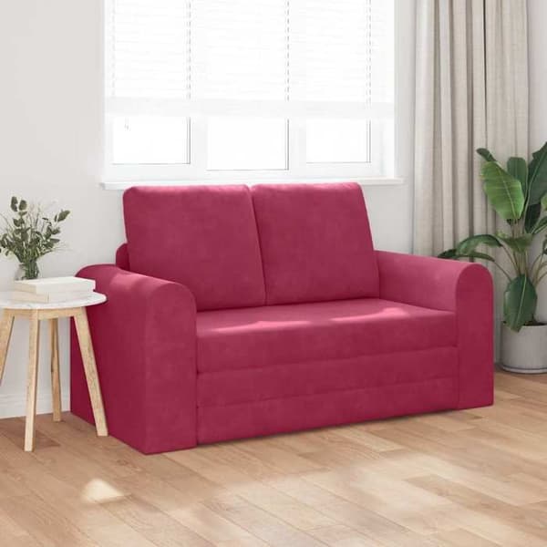 2-i-1 bäddsoffa bourgogne 148x71x83 cm i sammet