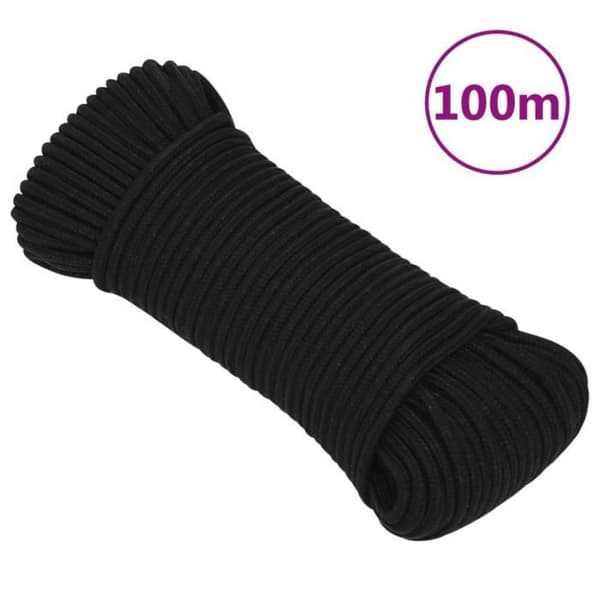 152809 vidaXL Arbetslina Svart 5 mm 100 m Polyester