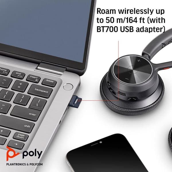 Headset - Bluetooth - trådlöst - USB-A - Poly - Poly Voyager 4300 UC Series 4320 - Headset - on-ear - Bluetooth - sa