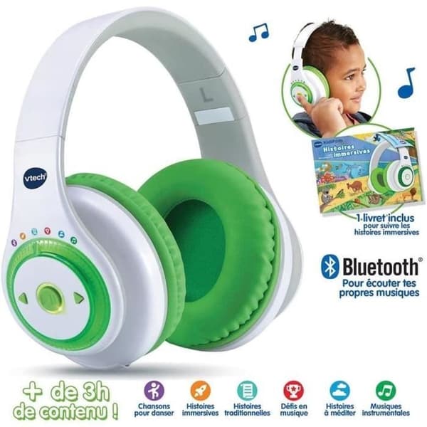 Interaktiva ljudhörlurar för barn - VTECH - Kidi Audio Max - Justering av ljudvolym - Bildhäfte ingår