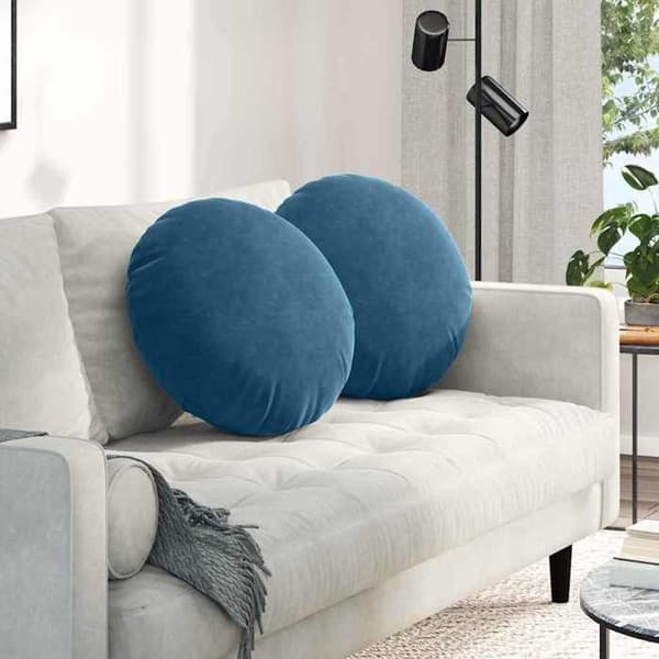 vidaXL Sittkuddar 2 st Blå Ø50 x 19 cm Sammet 42014173