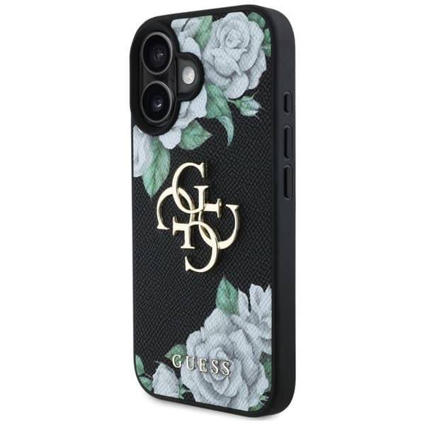 Coque Guess Hardcase 4G Grained Roses Big Logo för iPhone 16 - Svart