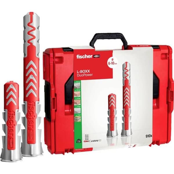 Fischer 558627 DUOPOWER Assortimentslåda med pluggar 910 delar