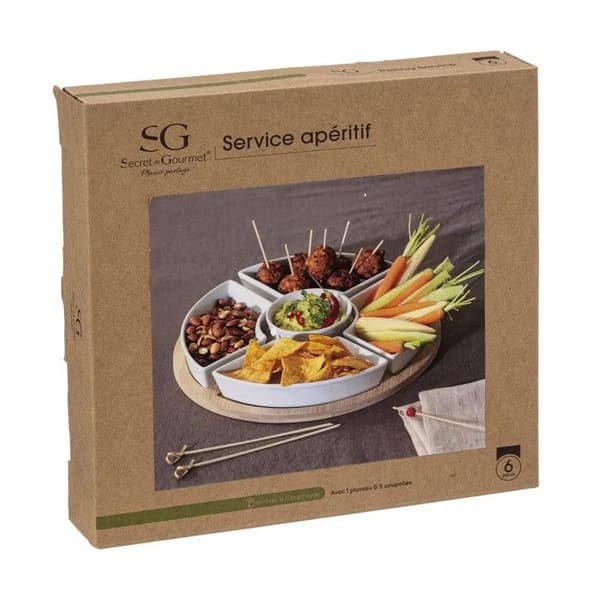 Set Apéritif 6 Delar "Bambou" 27cm Vit