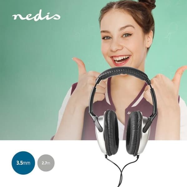 Nedis hörlurar | HPWD1200BK |Svart / Silver