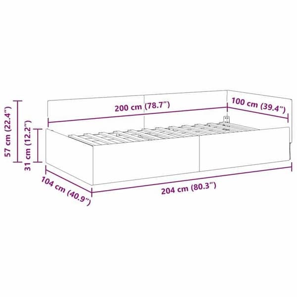 vidaXL Hörnsängram Blå 100 cm x 200 cm Sammet 42016090