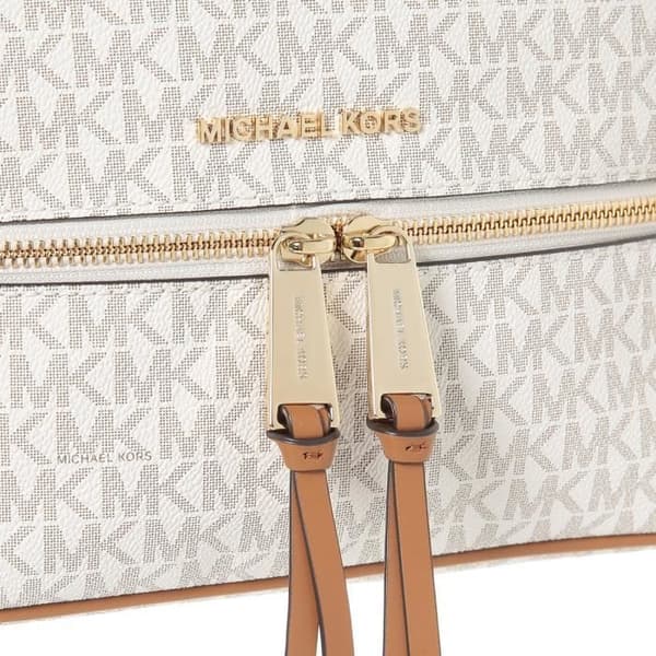 MICHAEL KORS Rhea Medium ryggsäck i läder - Beige - Dam