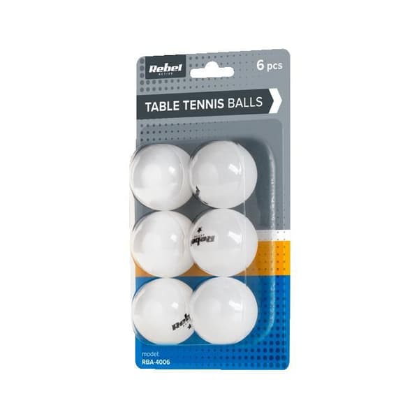 Set med 6 REBEL ACTIVE pingisbollar, i polypropen (PP).