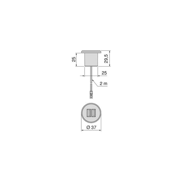 Infälld USB-kontakt - EMUCA - Plugy kit - 2 USB typ A-portar - Metallic grå - Plast