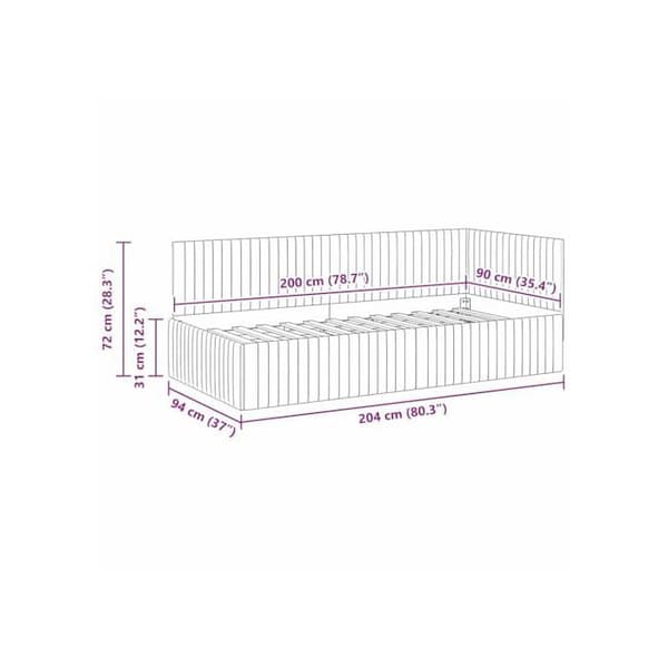 Sängram i hörn i sammet - vidaXL - Mörkgrå - 90x200 cm - L-formad design - Mångsidig bäddsoffa