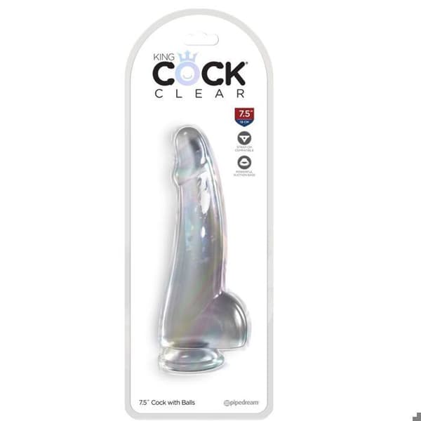 KING COCK - KLAR GODE MED TESTIKULER 15.2 CM TRANSPARENT -