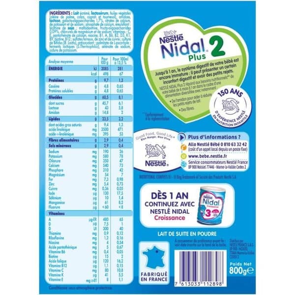Nestlé Nidal Plus 2:a Åldern Burk 800g