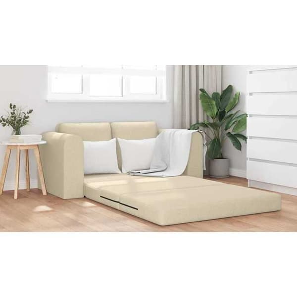 Sängsoffa 2-i-1 Creme 148x71x83 cm Tyg
