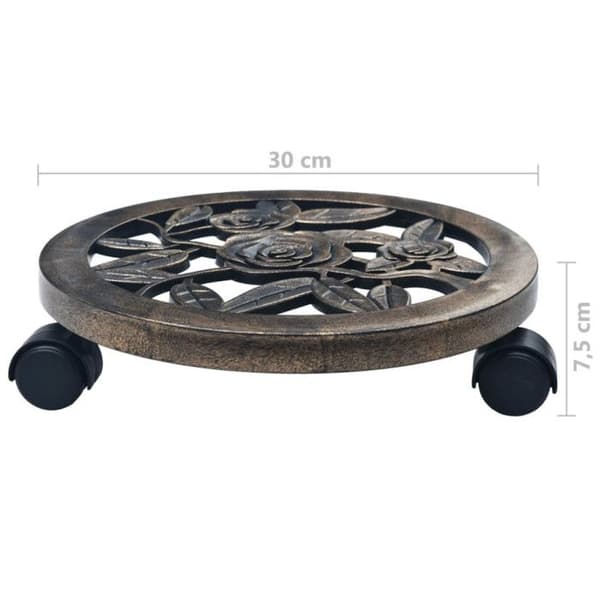 vidaXL Växtvagnar 6 st Brons 30 cm Plast