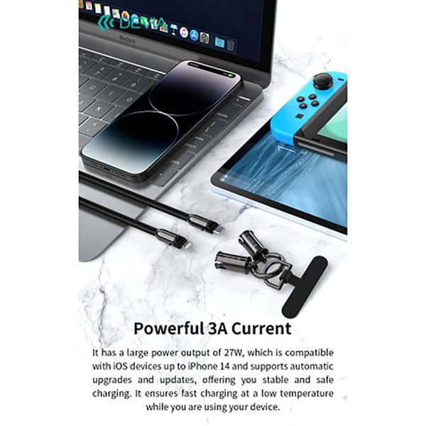 Lanyard till handled med USB-C Lightning ultra hållbart Devia svart