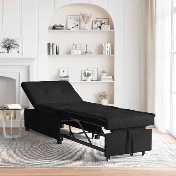 Sängsoffa Svart 194 x 67 x 37 cm tyg