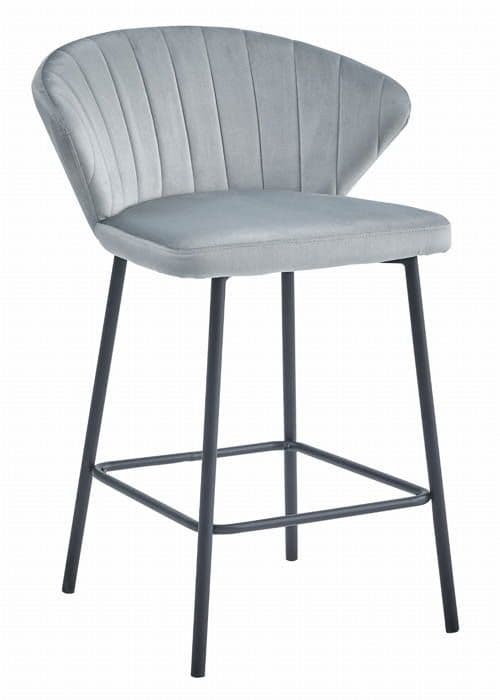 Taburett GATTA - silvergrå sammet / svarta ben x 4