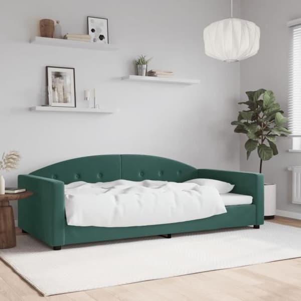vidaXL Mörkgrön vilosäng 100x200 cm sammet 354145