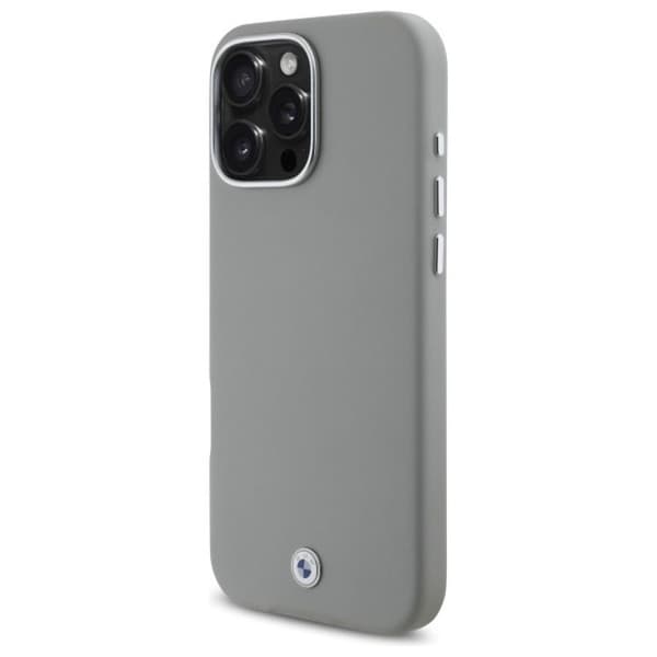 Telefonfodral - BMW - iPhone 16 Pro Max - Läder och metall - Grå - MagSafe