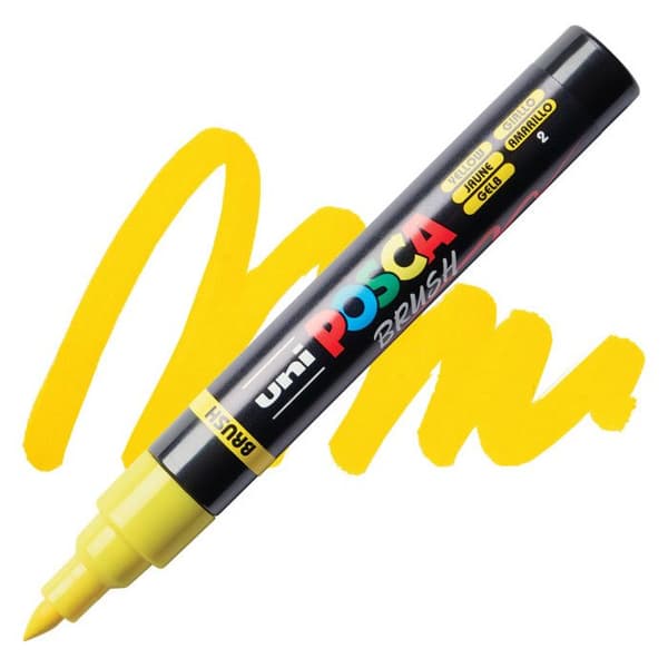 POSCA-markör - Gul - Penselspets - PC5BR - Alla ytor