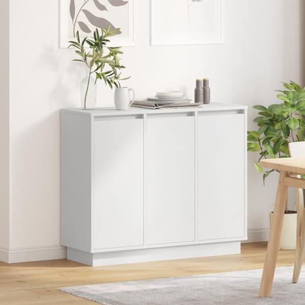 Buffé med vit LED 90x32x75 cm i ingenjörsträ.