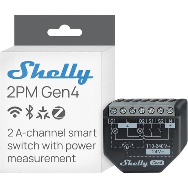 Shelly 2PM Gen4 Smart Reläbrytare