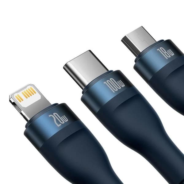 Laddningskabel - BASEUS - Flash II 3in1 - 100W - 120 cm - Blå