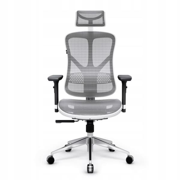 Diablo V-Basic Ergonomic Office Chair 3D Andas Mesh Justerbara Armstöd (Vit-Grå)