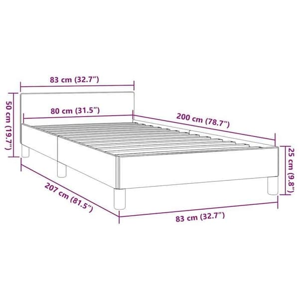 vidaXL Sängram utan madrass mörkbrun 80x200 cm tyg 347370