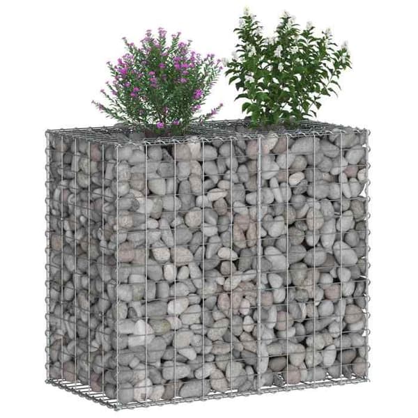 vidaXL Hög säng gabion Silver 42033327