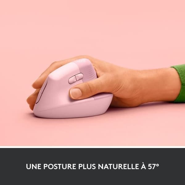 Mus - Trådlös - Logitech - Vertikal Ergonomisk Lyft - Rosa - Högerhänt