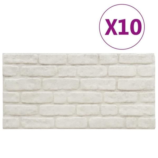 vidaXL 3D-väggpaneler i vit tegeldesign 10 st EPS 332927