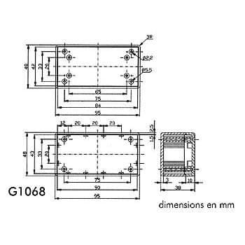 Box - Infospel - ABS - 95 x 48 x 38 mm - Grå