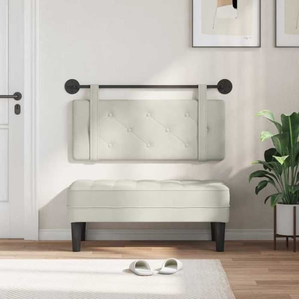 vidaXL Väggmonterad Sänggavel Creme Sammet 42031618