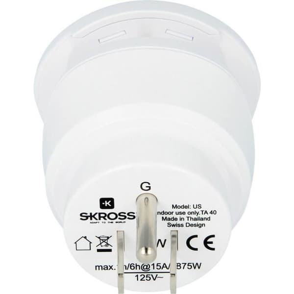 Reseadapter - SKROSS - 1.500204-E - Typ CO W - Vit - För utlandet