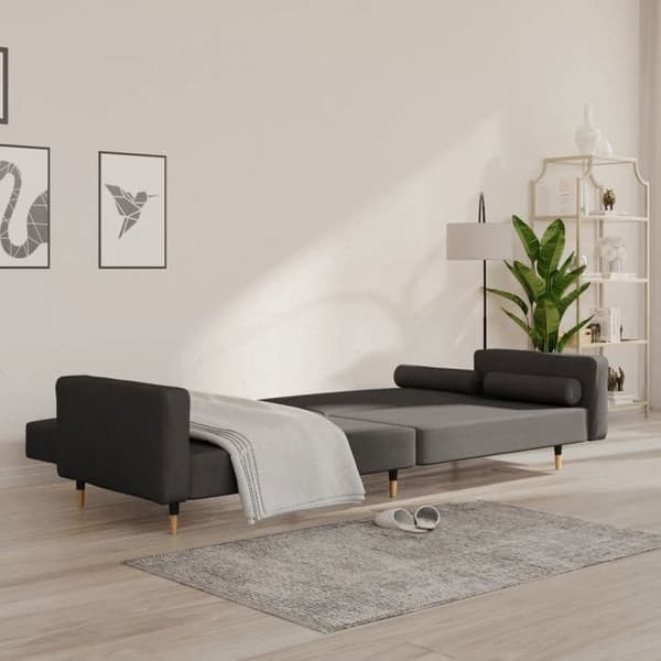 vidaXL 2-sits bäddsoffa med två kuddar mörkgrå sammet 375750