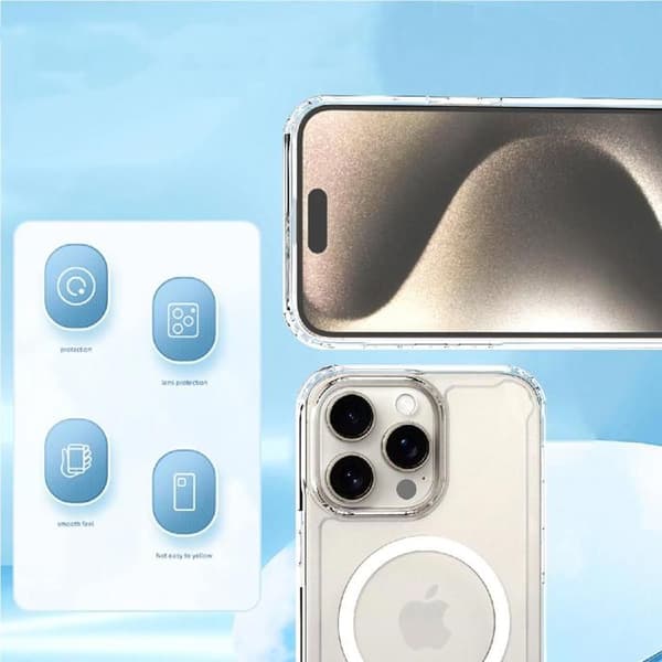 Transparent MagSafe-skal för iPhone 16 - rundade hörn