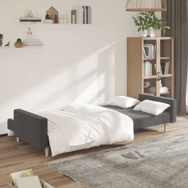 vidaXL 2-sits bäddsoffa mörkgrå tyg 375728
