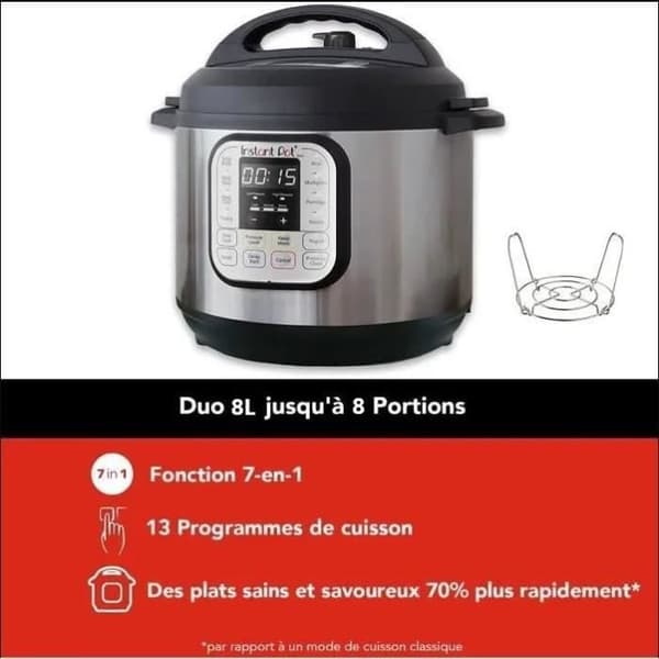 Multifunktionskokare - INSTANT - Duo 7 i 1 - 8 Liter - Rostfritt Stål - 11 Program