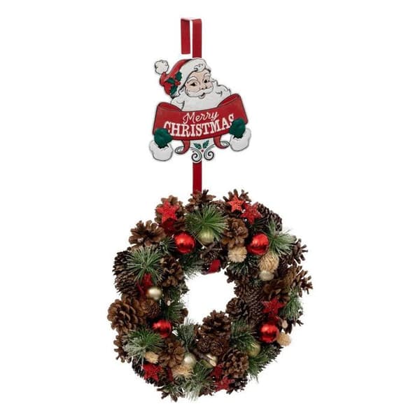 Metallkrans "Jultomte" 38cm Röd