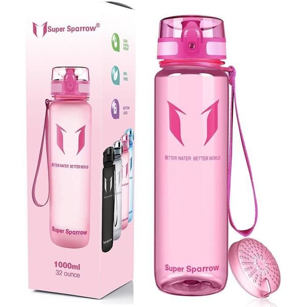 Super Sparrow Vattenflaska - Flaska, 750ml, Slät-Rosa