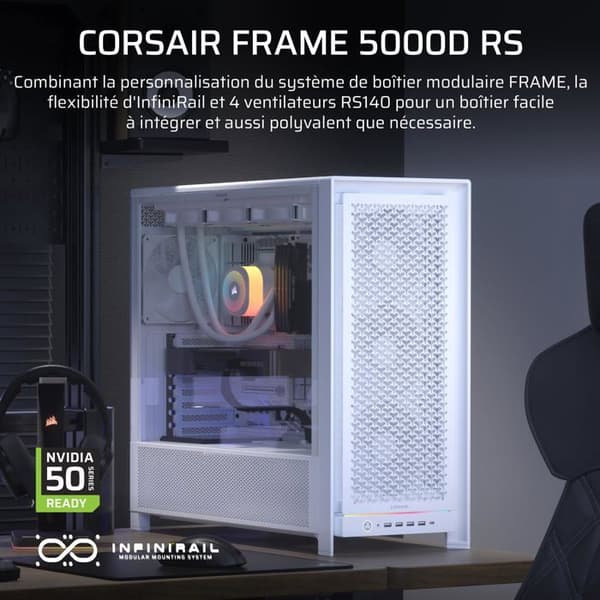 PC-chassi - Corsair - FRAME 5000D RS - Vit - RS-fläktar - Modulerbar