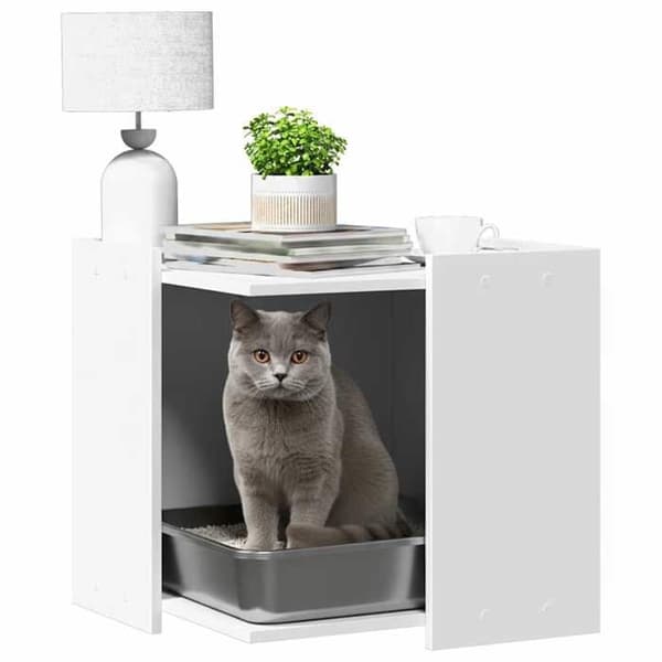 vidaXL Kattensandlåda möbel vit ingenjörsträ 857751