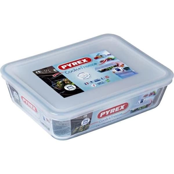 Rektangulär förvaringslåda - PYREX - 1451005 - Plastlock - Borosilikatglas - 22 x 17 cm