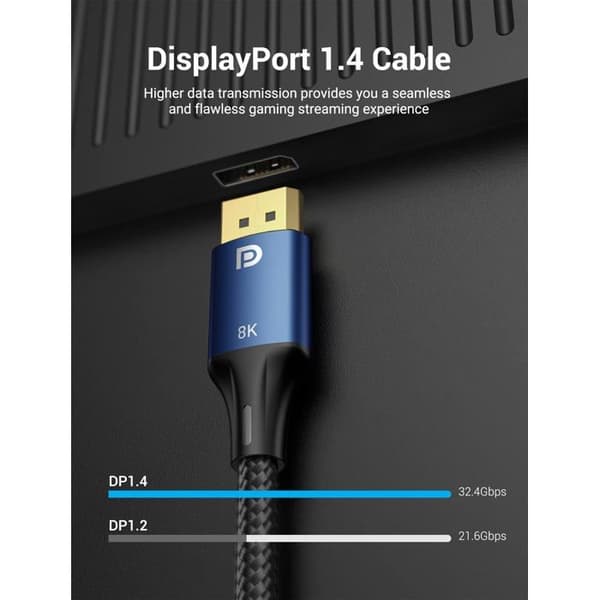 DisplayPort-kabel 4K - Vention - HACBH - 2m - 60Hz - G-Sync/FreeSync