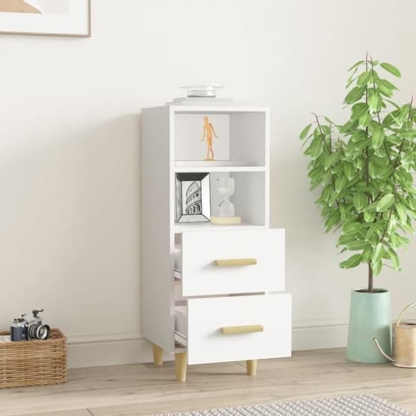 812357 vidaXL Buffé Vit 34,5x34x90 cm Ingenjörsträ