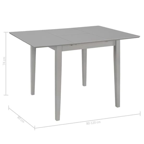 vidaXL utdragbart matbord grått (80-120) x 80 x 74 cm MDF